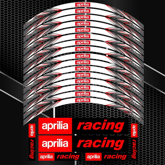 Aprilia ratlankių lipdukai – detalus priartinimas su logotipu