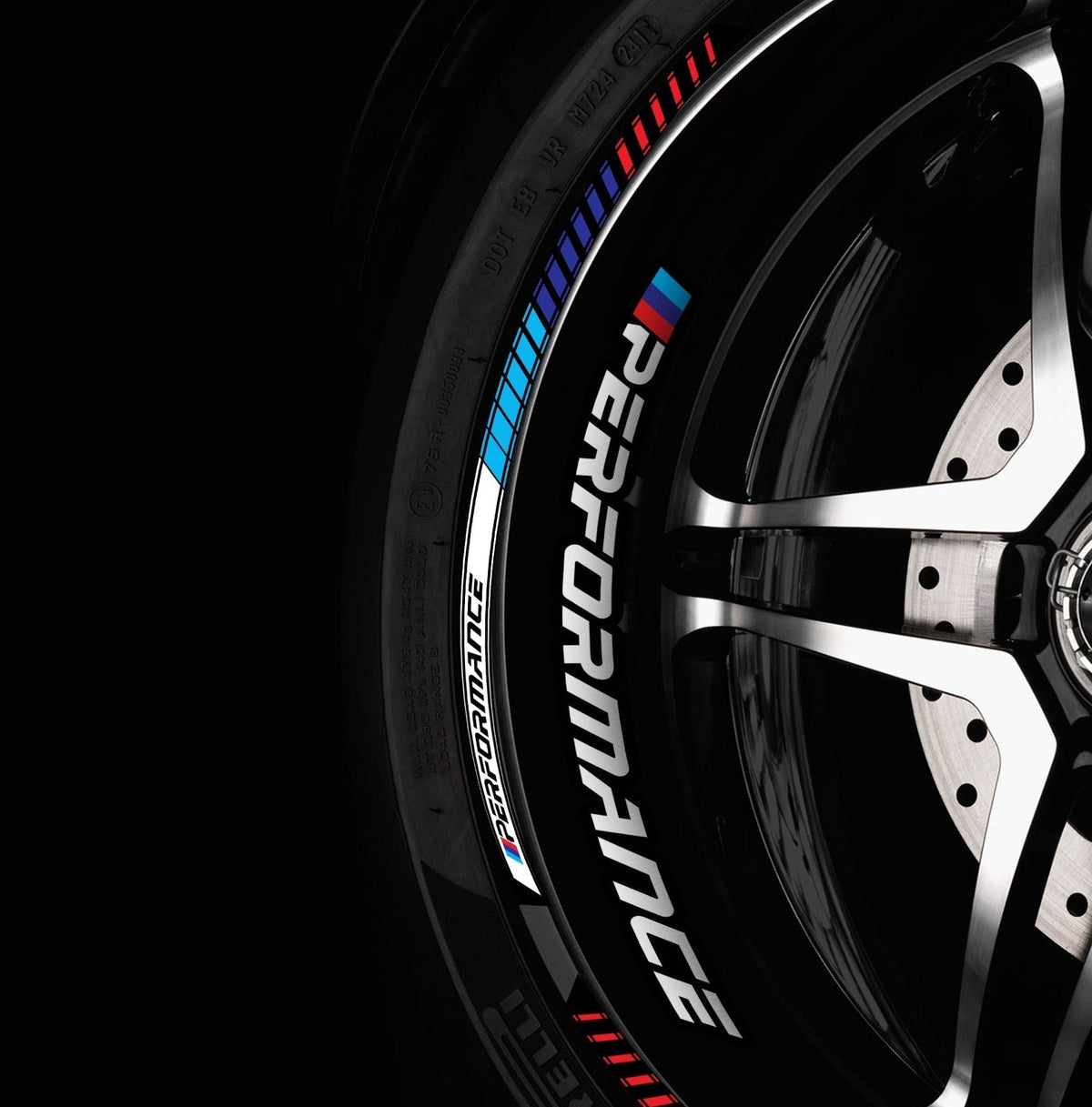 BMW M Sport ratlankių lipdukų komplektas – priekinis vaizdas