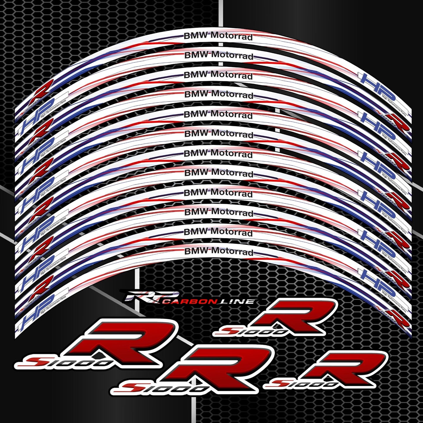 S1000R ratlankių lipdukų komplektas juodiems ratams