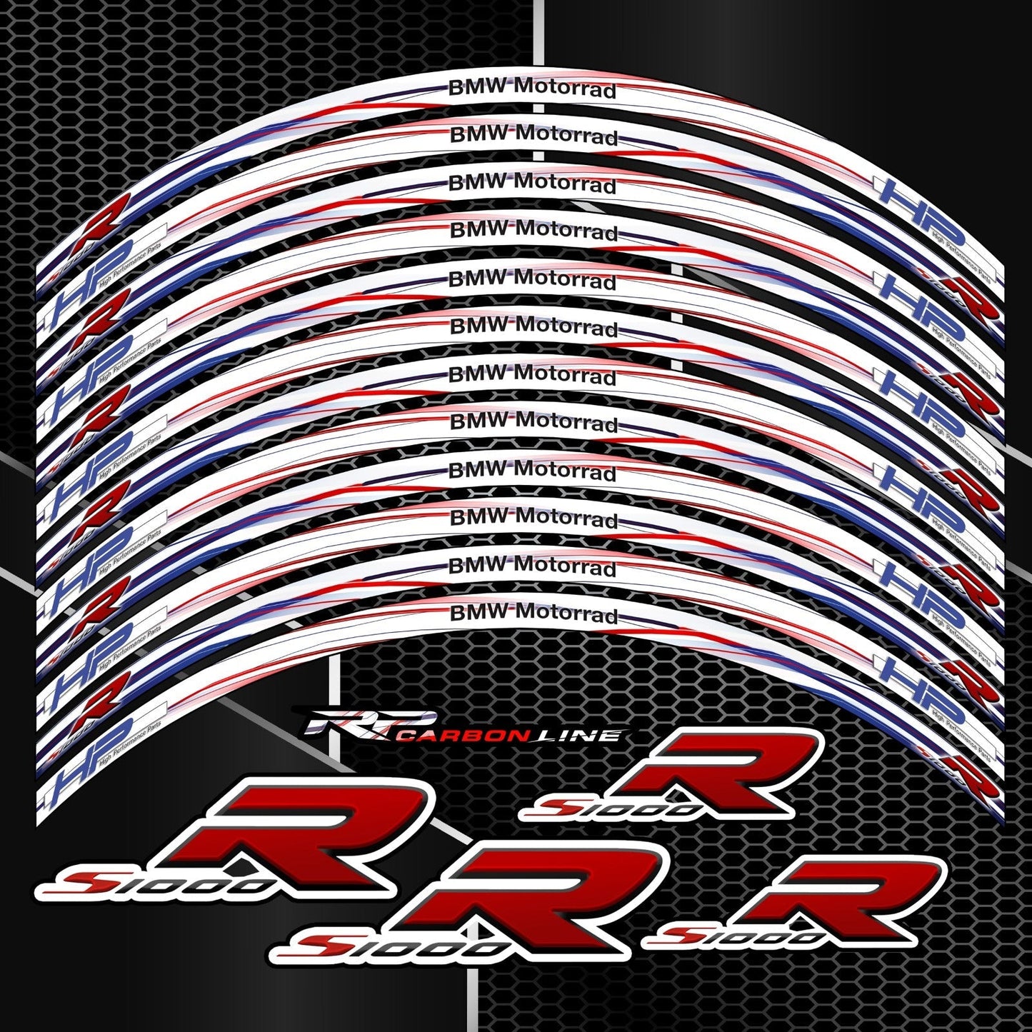 S1000R ratlankių lipdukų komplektas juodiems ratams