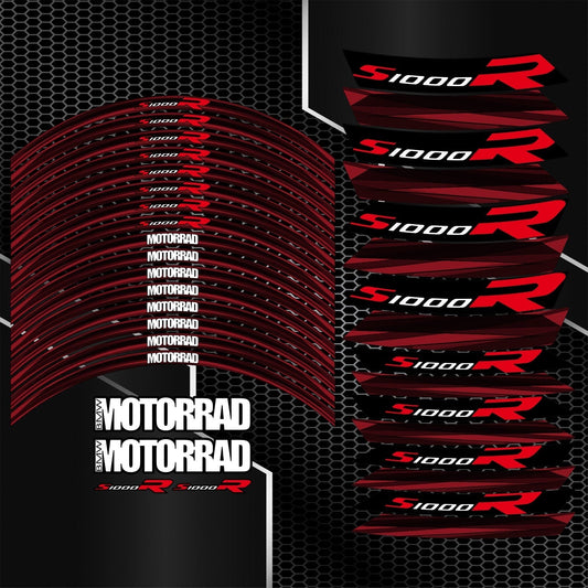 BMW S1000R M Sport ratlankių lipdukų komplektas – detalus priartinimas