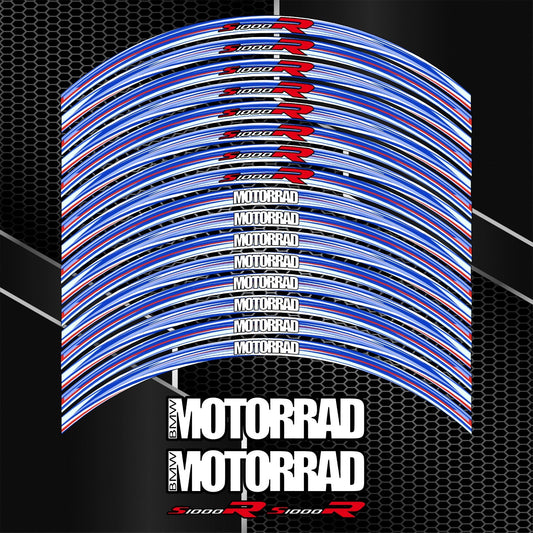 BMW S1000R M Sport ratlankių lipdukų komplektas – detalus priartinimas