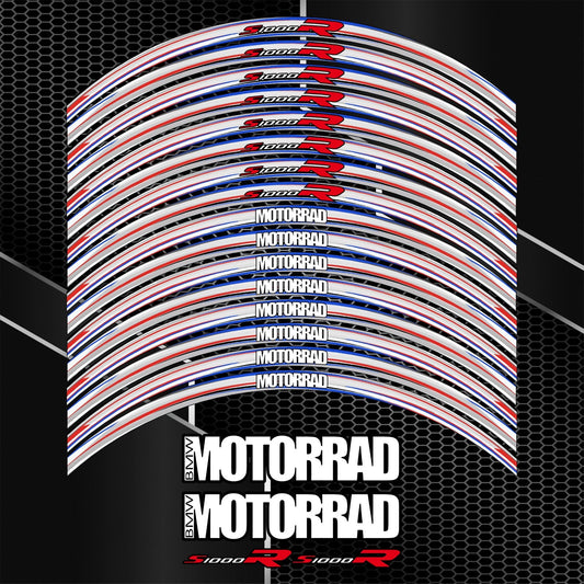 BMW S1000R pilkos spalvos ratlankių lipdukų komplektas – detalus priartinimas