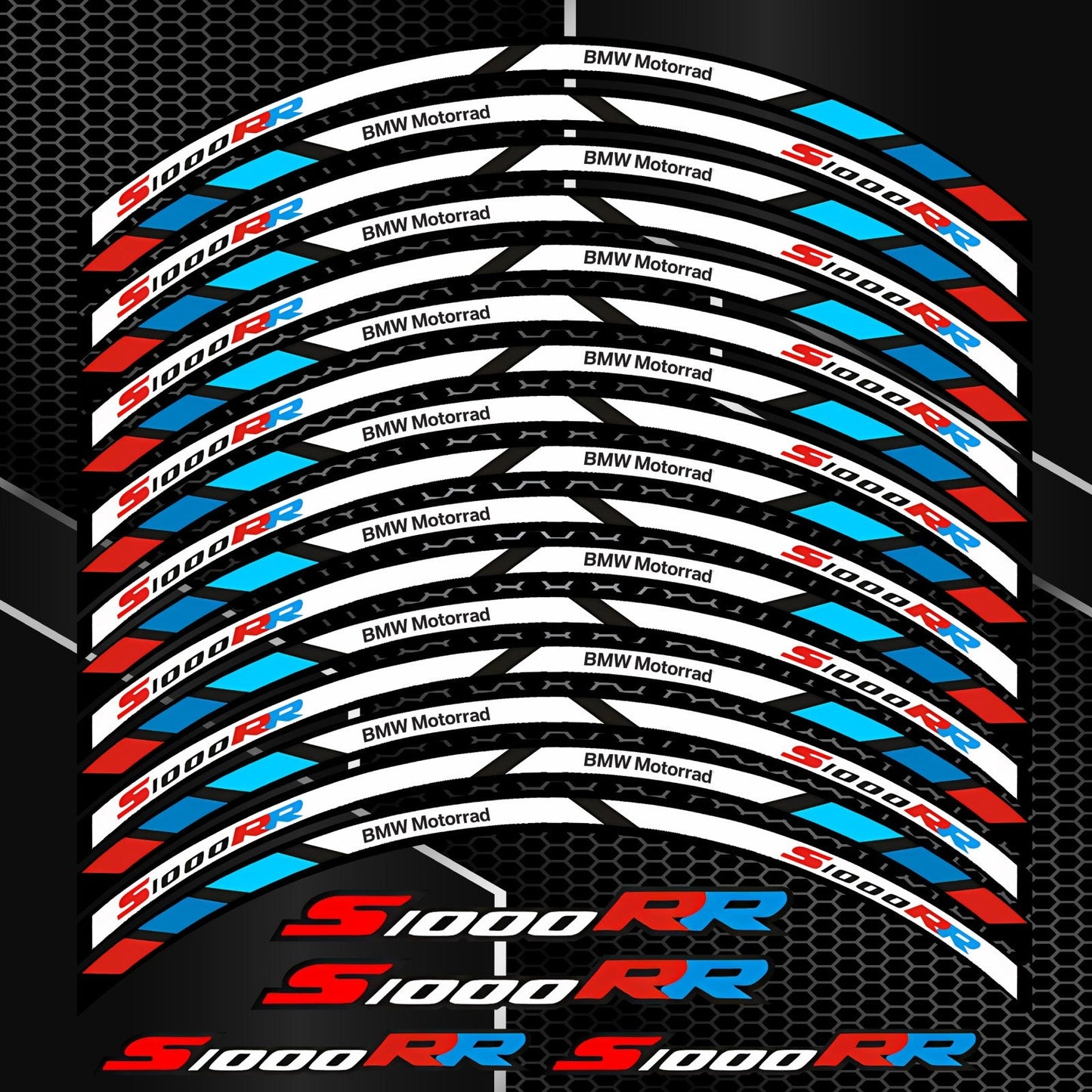 BMW S1000RR M Sport lipdukų rinkinys juodiems ratlankiams