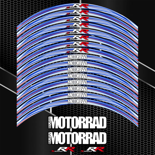 BMW S1000RR M Sport Performance ratlankių lipdukų dizainas – pilnas rinkinys