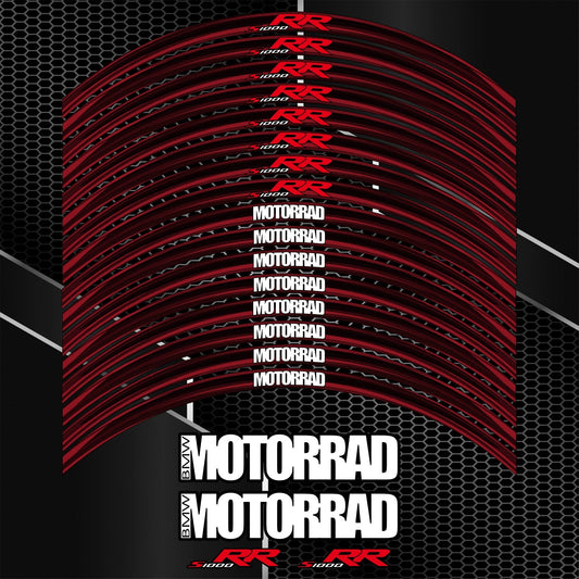 BMW S1000RR M Sport juodos ir raudonos spalvų ratlankių lipdukų dizainas