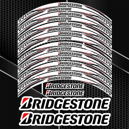 BRIDGESTONE ratlankių lipdukų komplektas Honda, BMW, Yamaha ir Kawasaki motociklams