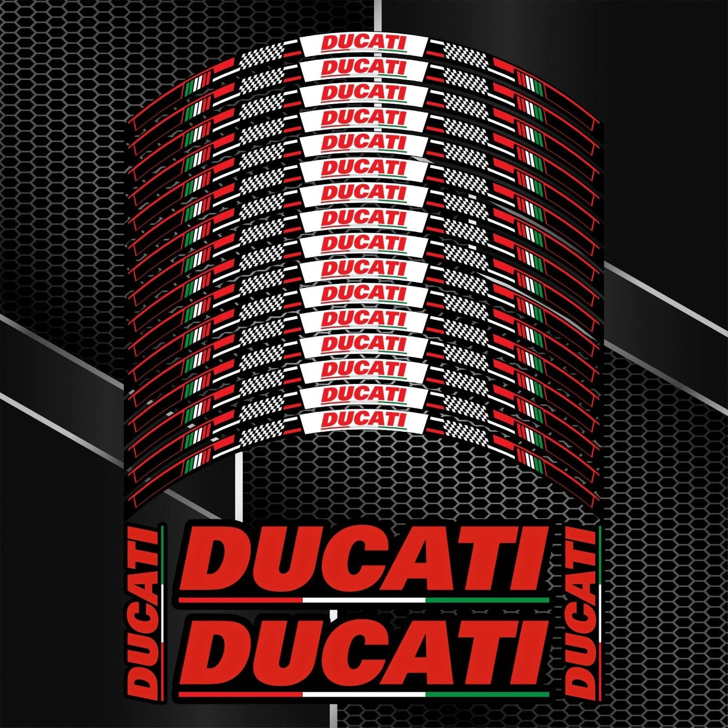 Ducati Monster motociklas su Italy Edition ratlankių lipdukais – sportinis stilius