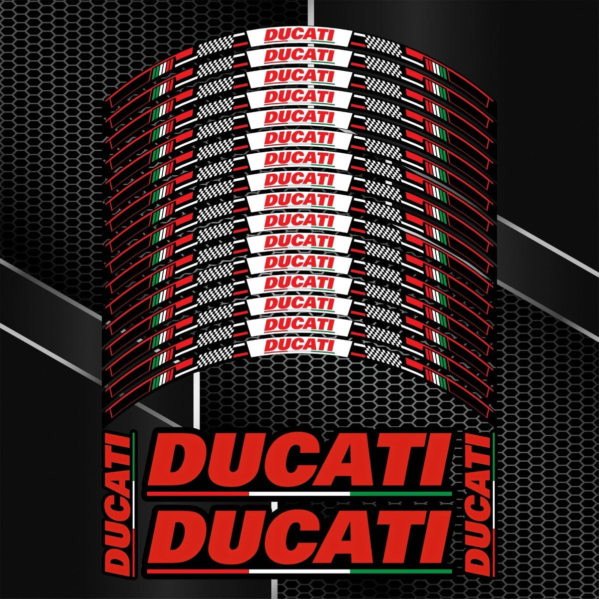 Ducati Monster motociklas su Italy Edition ratlankių lipdukais – sportinis stilius