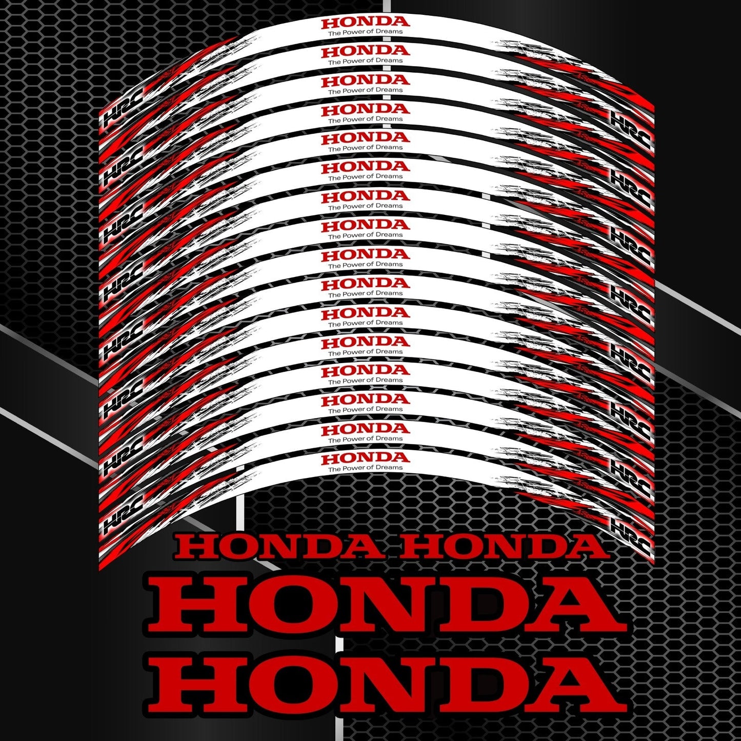 HRC juodų ratlankių lipdukų komplektas Honda Fireblade modeliui