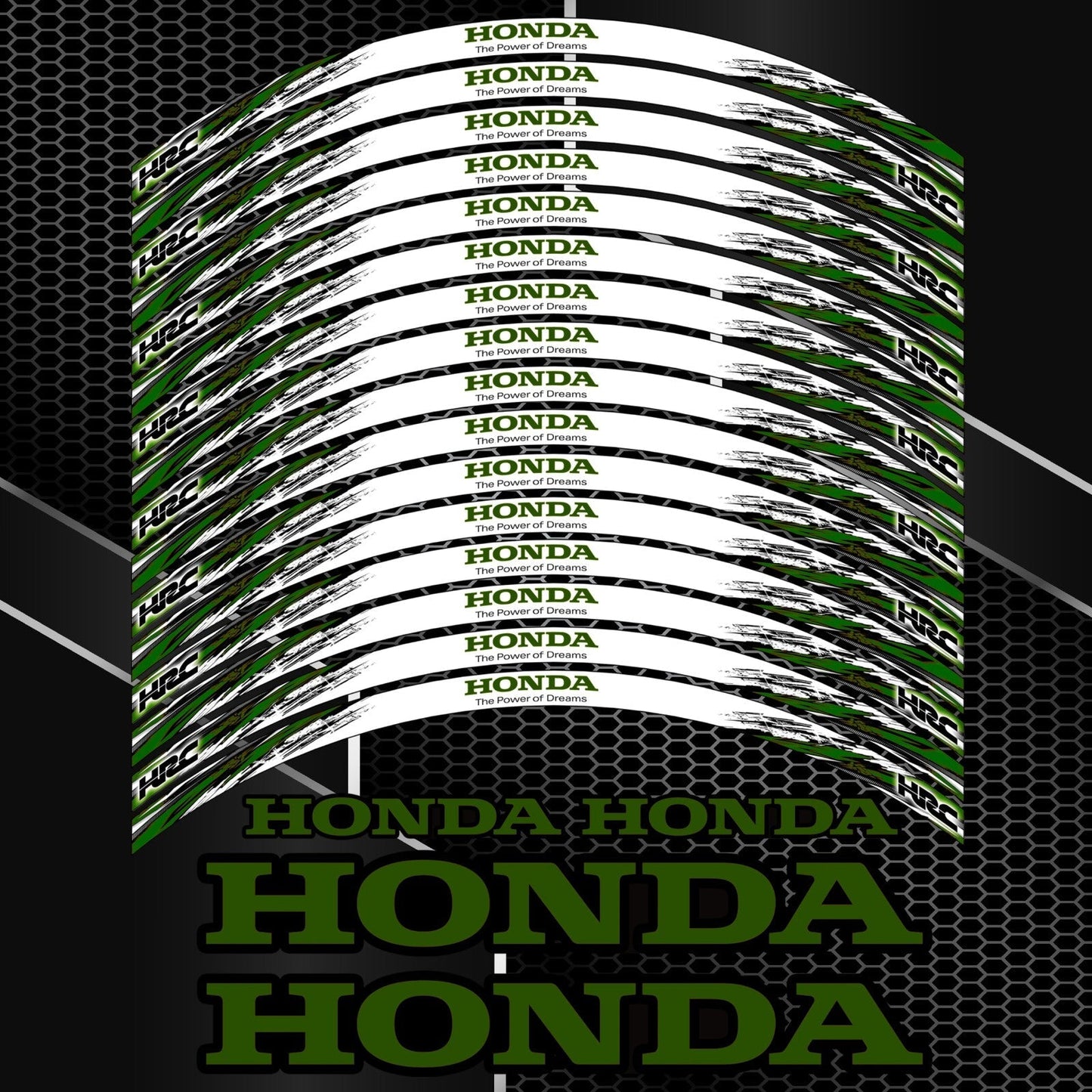 HRC Fireblade lipdukų komplektas – juodos ratlankių juostelės su logotipais