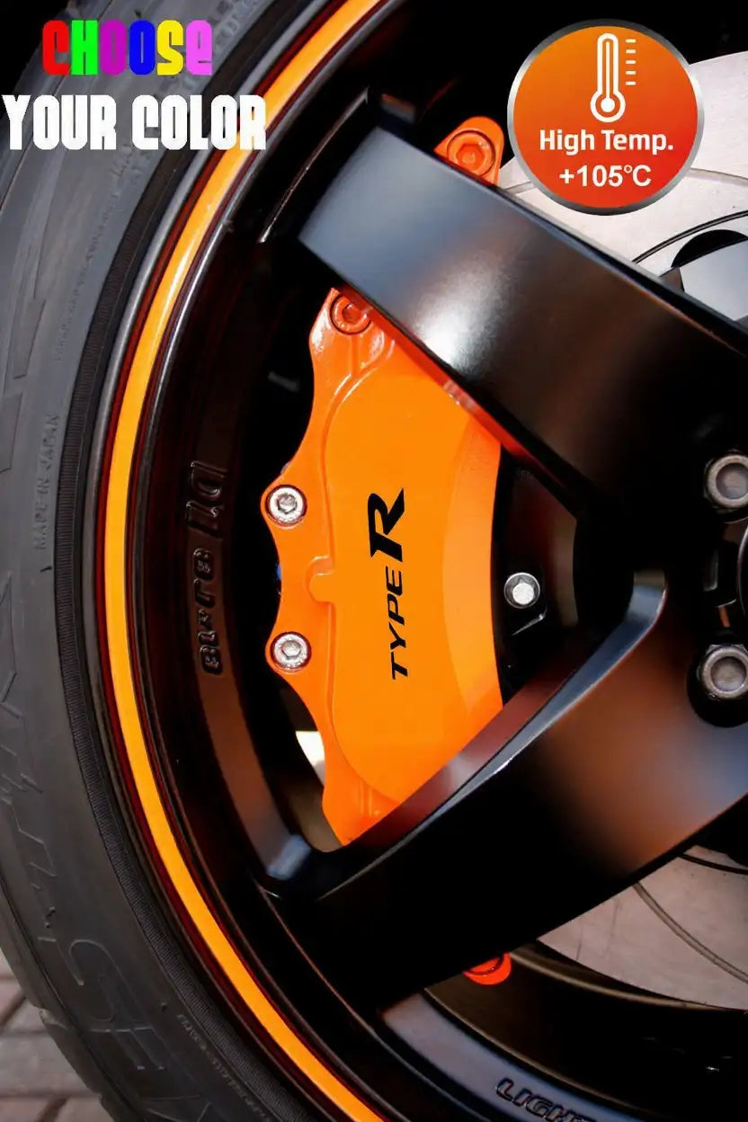 Honda Type R stabdžių suportų lipdukai, raudoni, 6 vnt., pritvirtinti ant suportų