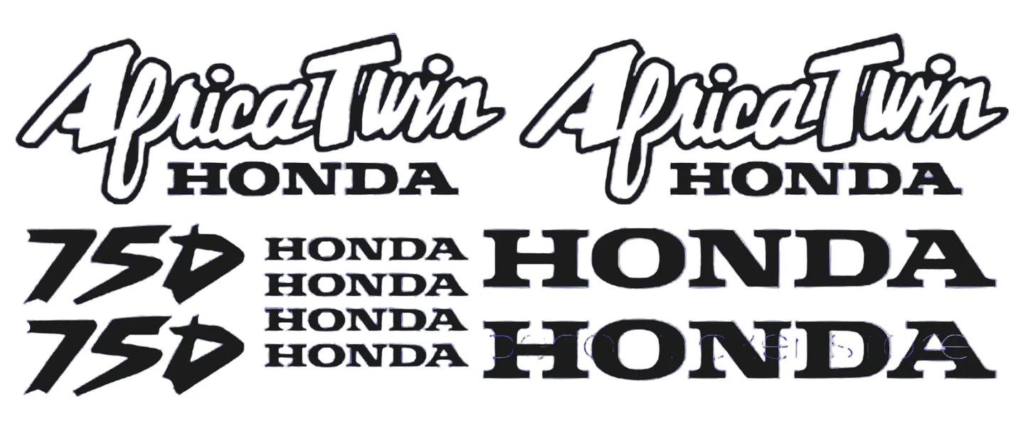 Honda Africa Twin lipdukai su tekstu šviesiai pilkame fone
