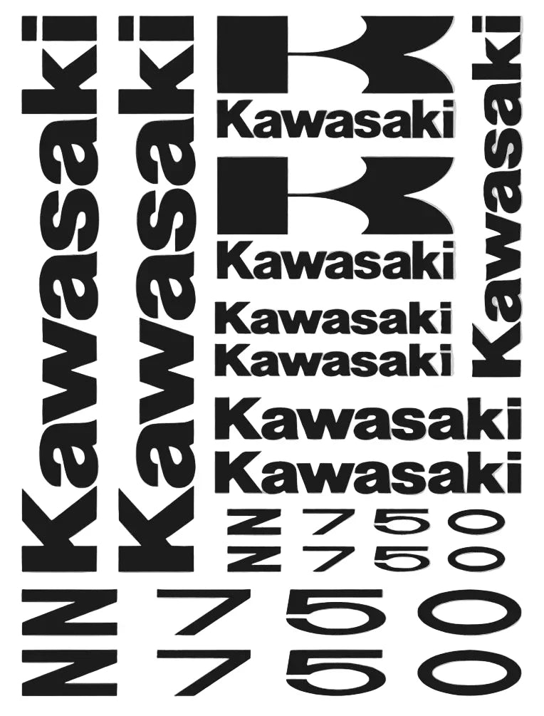 Kawasaki logotipo su skaičiais šviesiai pilkame fone pakartojimas