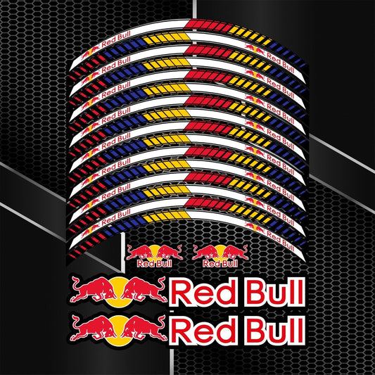 Motociklo ratlankių lipdukai su RedBull dizainu, tinka Honda, Yamaha, Kawasaki, BMW