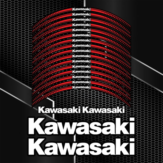 Universalūs Kawasaki NINJA H2, Z, Versys, KLX ratlankių lipdukai su juodu fonu