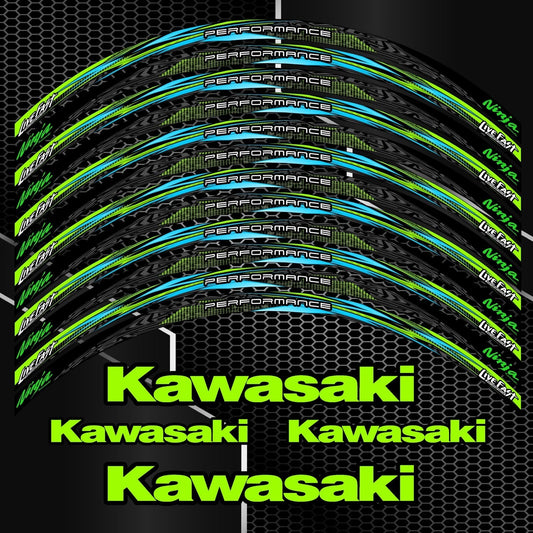Juodi ratlankių lipdukai Kawasaki NINJA H2, ZX, 636, 400 motociklams