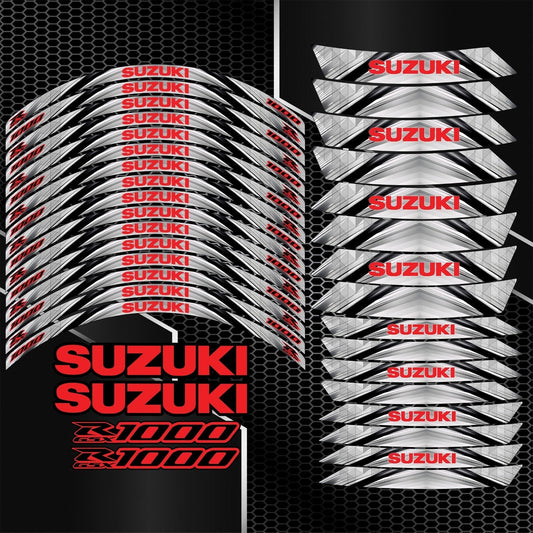 GSX-R1000 ratlankių lipdukai su vidinėmis juostelėmis ir logotipais