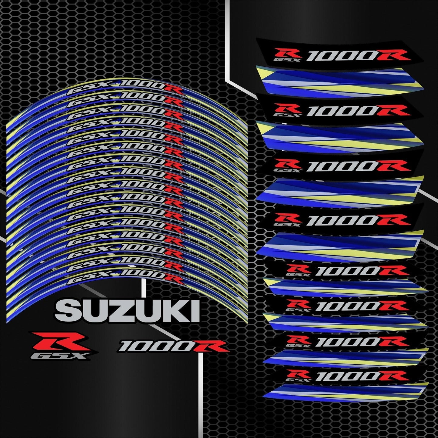 GSX-R1000R ratlankių lipdukų rinkinys su logotipais