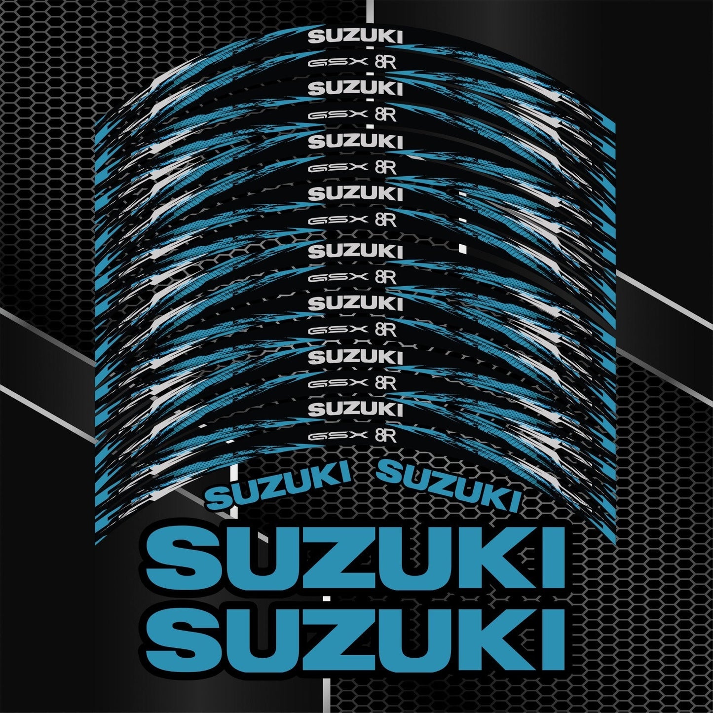 Suzuki GSX 8R lipdukų komplektas – 20 dalių ratlankiams