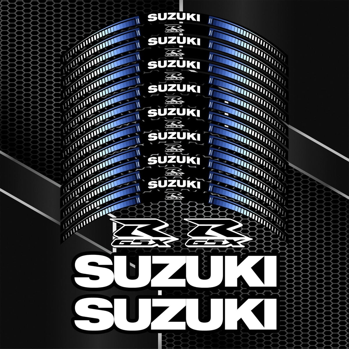 Suzuki GSX-R ratlankių lipdukų komplektas mėlynos spalvos