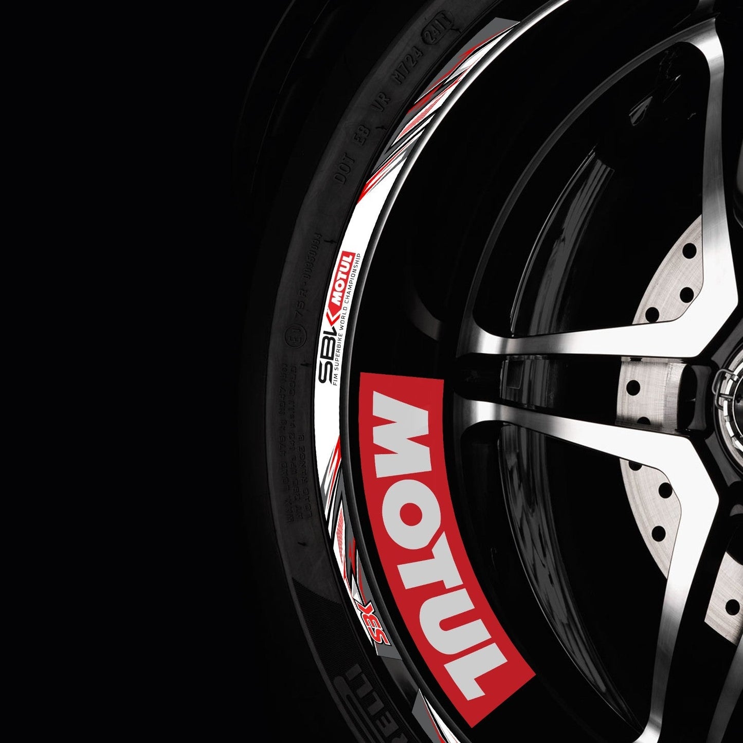 Universalūs MOTUL SBK motociklo ratlankių lipdukai – sportiškas dizainas ir apsauga ratams