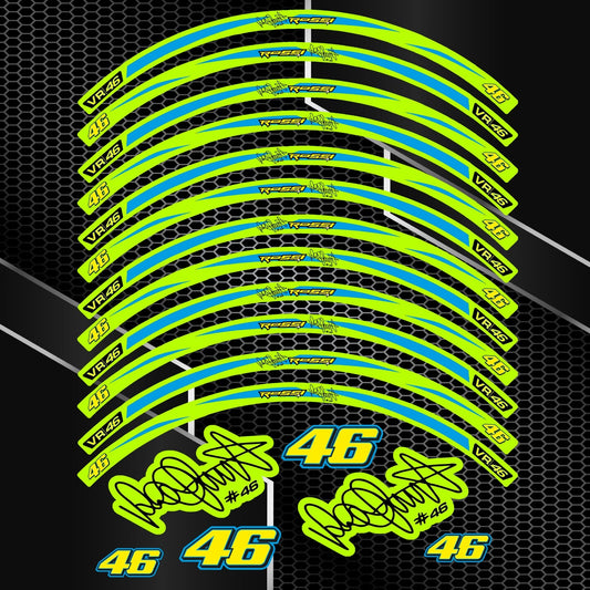 Universalūs Rossi ratlankių lipdukai BMW, Yamaha, Kawasaki motociklams