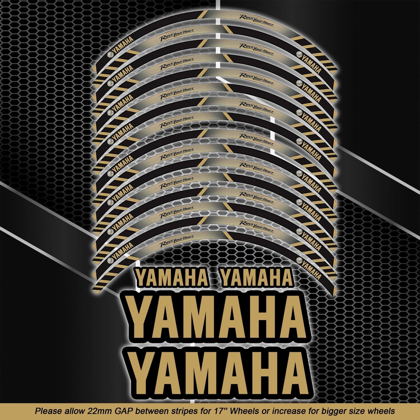 Universalus Yamaha motociklo ratlankių lipdukų komplektas