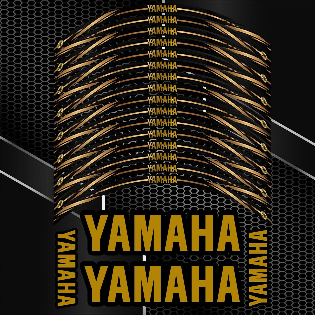Yamaha YZF motociklo lipdukai su spalvotomis juostelėmis
