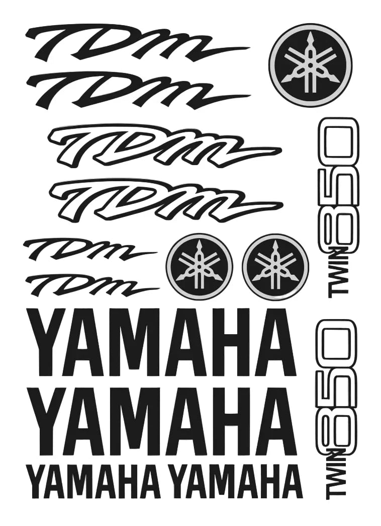Yamaha motociklų lipdukai su TDM ir Twin 850 užrašu