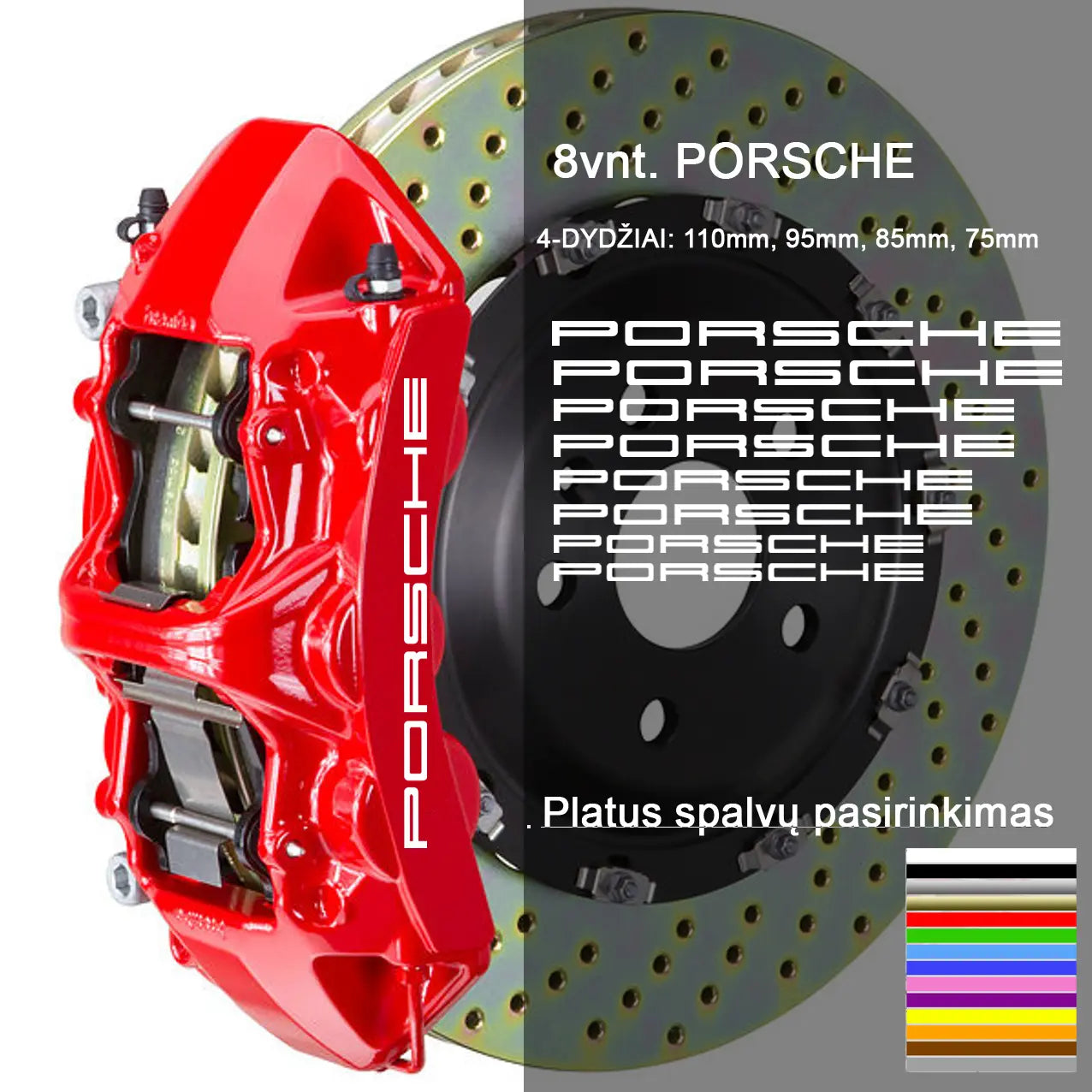 Porsche suportu lipdukai pilnas rinkinys 8vnt