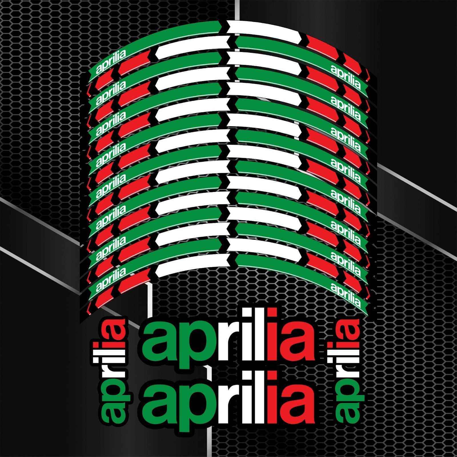 Aprilia Italy Edition lipdukų komplektas – detalus priartinimas