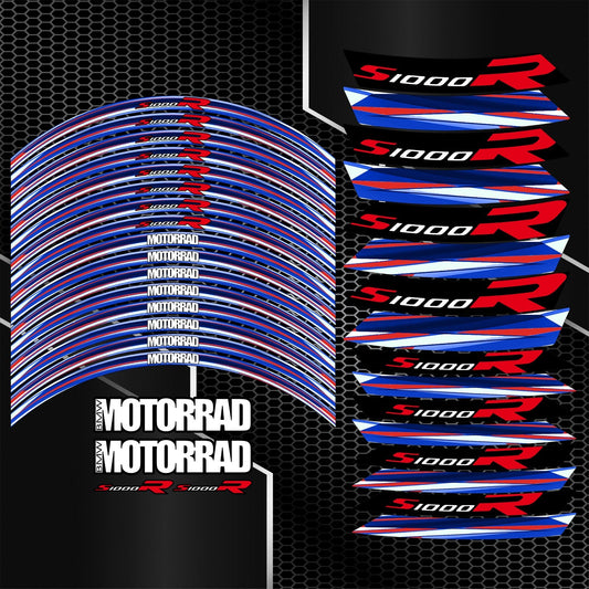 BMW S1000R M Sport ratlankių lipdukų pilnas rinkinys – detalus dizainas
