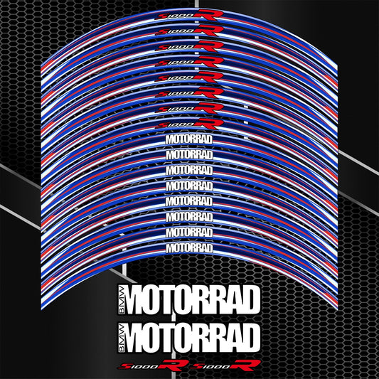 BMW S1000R M Sport ratlankių lipdukų komplektas – detalus priartinimas