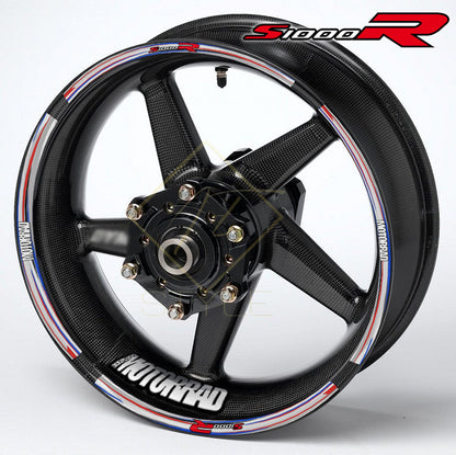 BMW S1000R ratlankių lipdukai – pilka M Sport versija, priekinis vaizdas