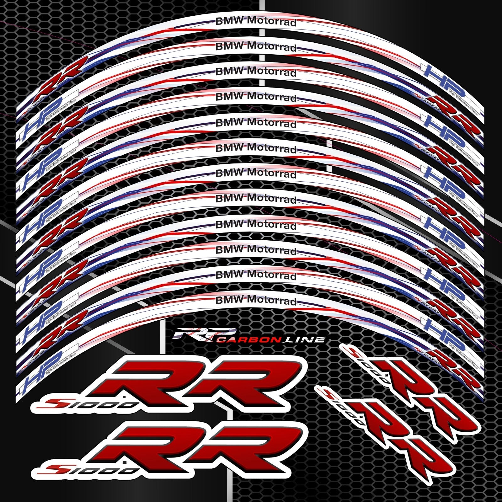 BMW S1000RR HP M Sport lipdukų detalės iš arti