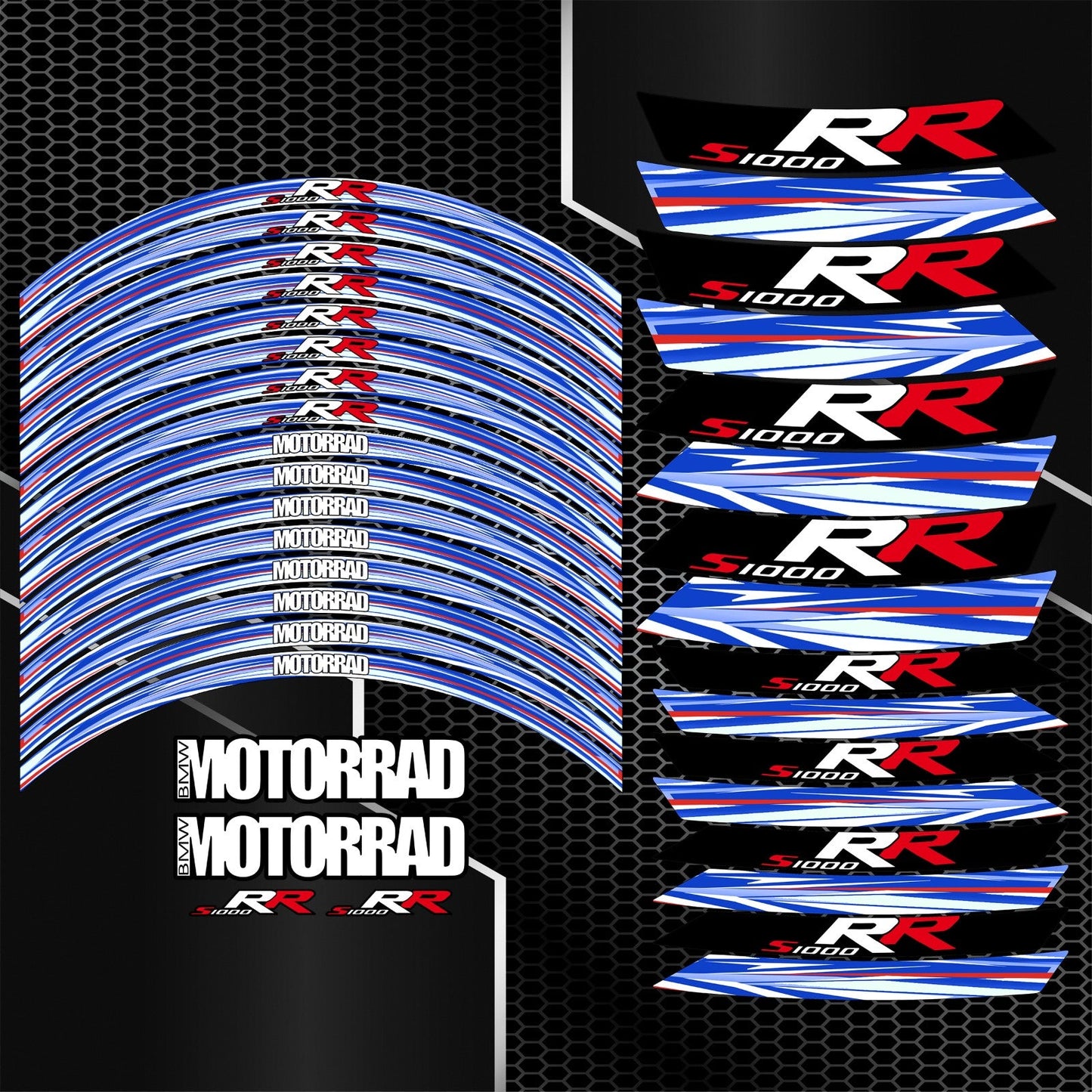 BMW S1000RR M Sport Performance lipdukų komplektas ant ratlankių