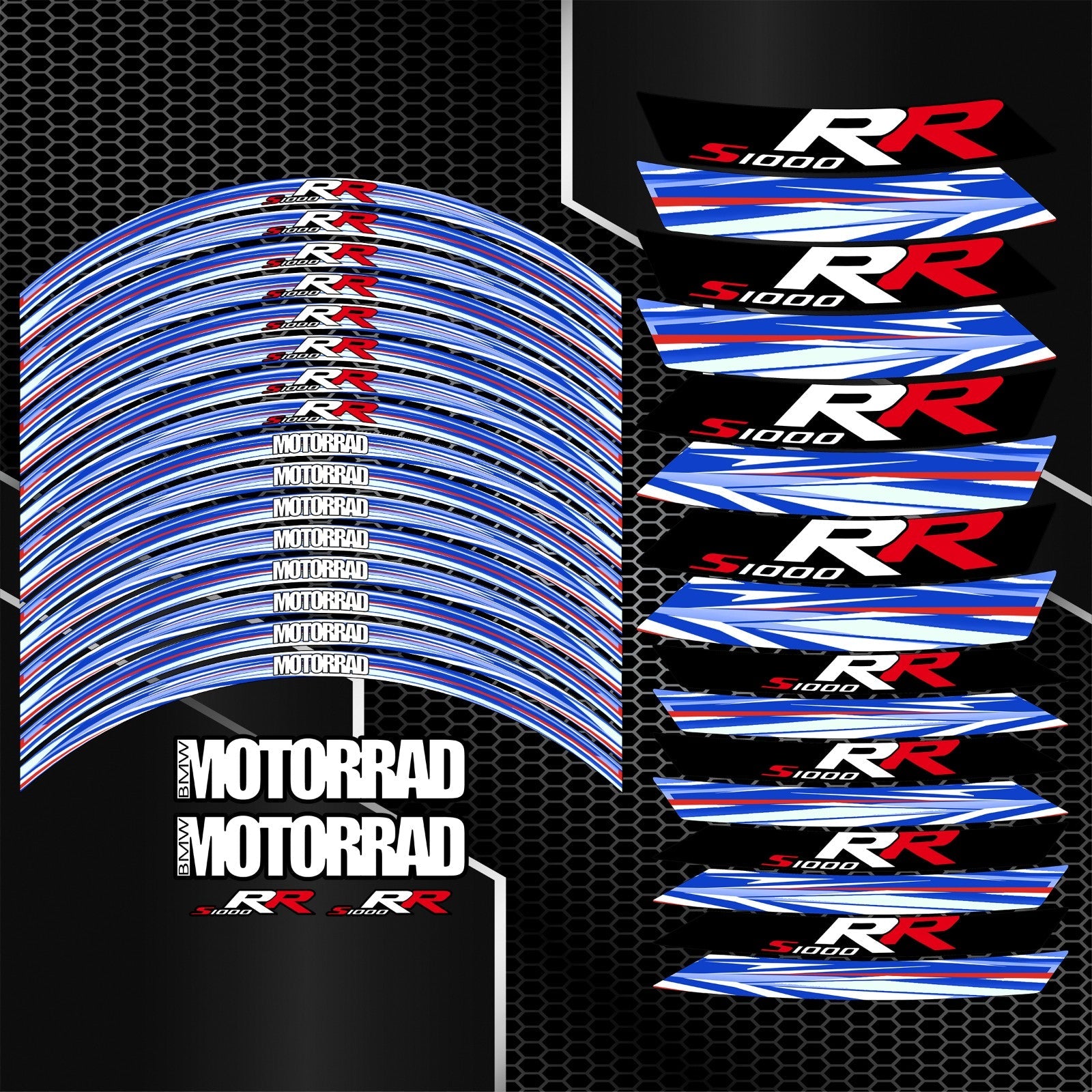 BMW S1000RR M Sport Performance lipdukų komplektas ant ratlankių