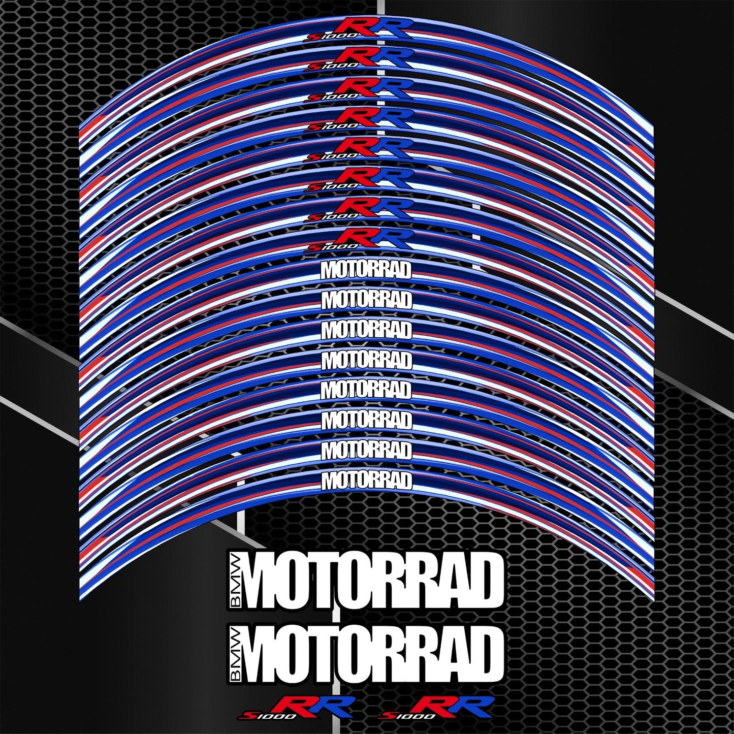 BMW S1000RR motociklas su M Sport Performance ratlankių lipdukais – profesionalus įvaizdis
