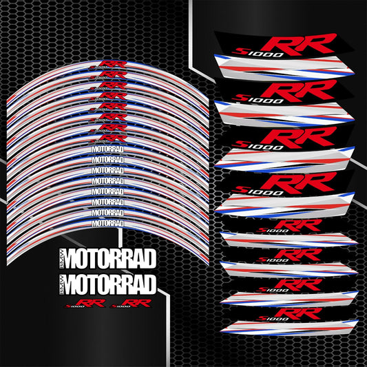 BMW S1000RR pilkos spalvos M Sport ratlankių lipdukų dizainas