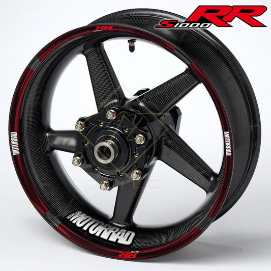 BMW S1000RR ratlankių lipdukai – juoda raudona 20vnt, komplektas dviem ratams