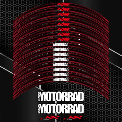 BMW S1000RR M Sport juodos ir raudonos spalvų ratlankių lipdukų dizainas