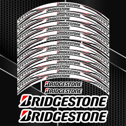 BRIDGESTONE ratlankių lipdukų komplektas Honda, BMW, Yamaha ir Kawasaki motociklams