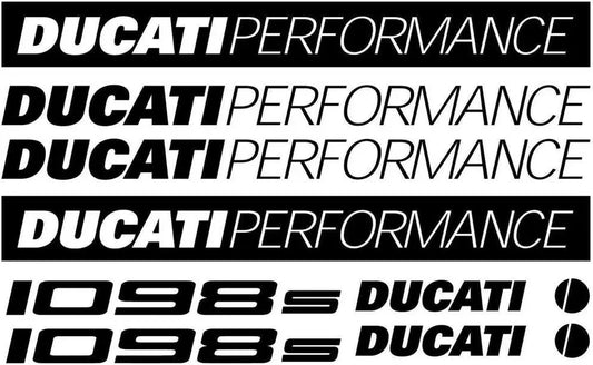 Ducati Performance lipdukų rinkinys su užrašu 1098s juodame fone