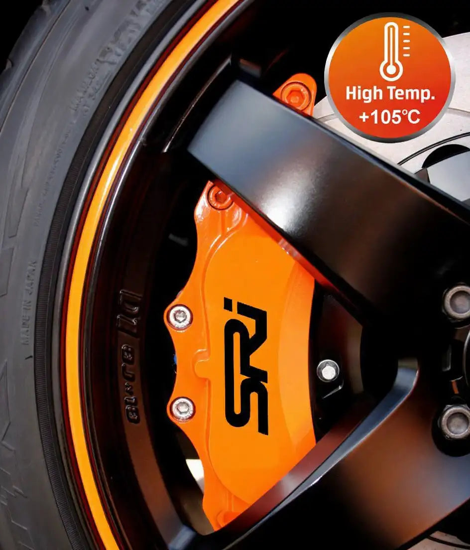 Honda SRi stabdžių suportų lipdukai, raudoni, 6 vnt., pritvirtinti ant suportų