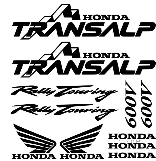 Honda Transalp lipdukų rinkinys pilkame fone