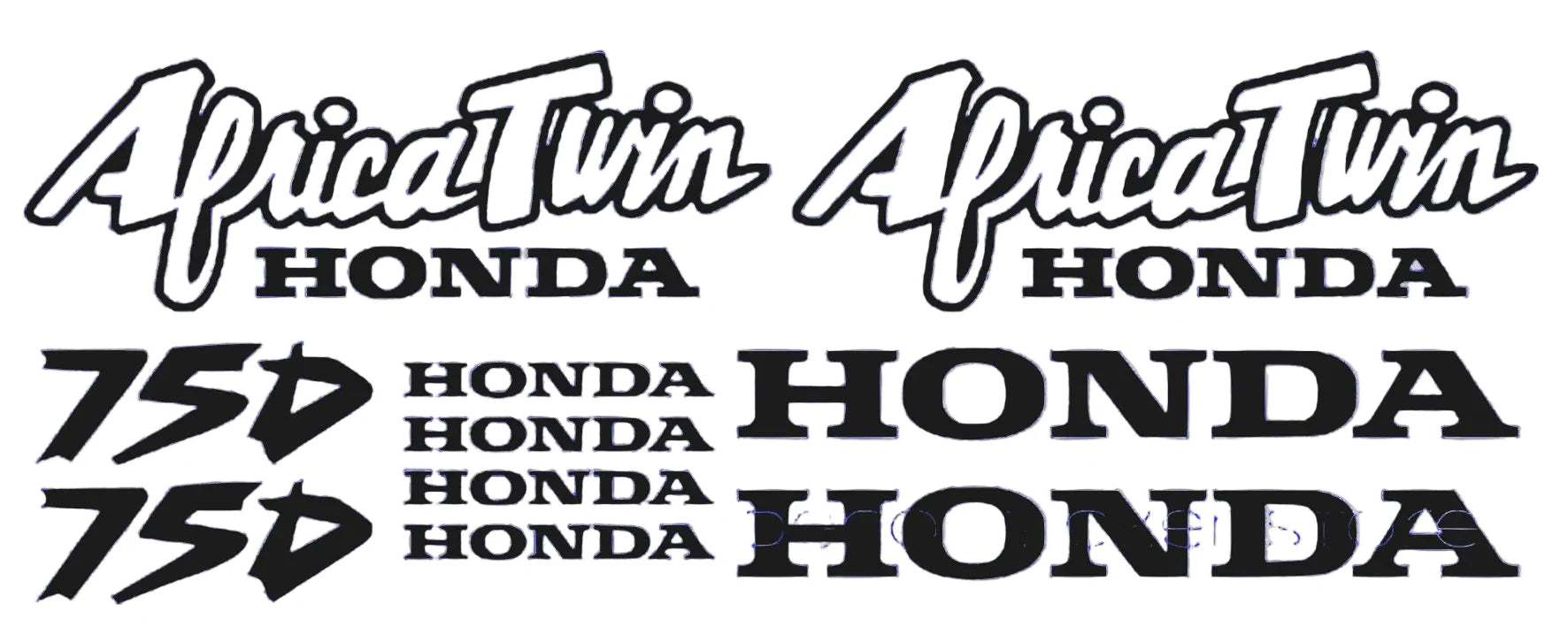 Honda Africa Twin lipdukai su tekstu šviesiai pilkame fone