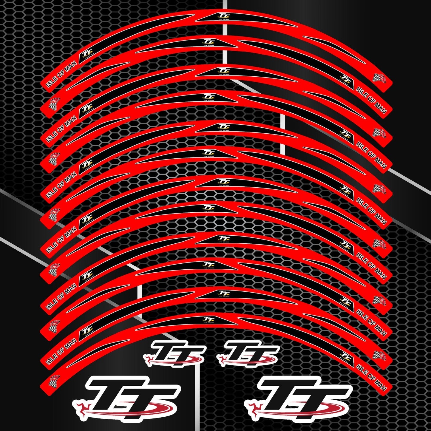 Universalūs TT lipdukai BMW, Yamaha, Kawasaki motociklams