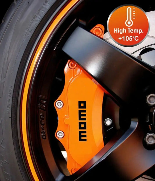 Momo stabdžių suportų lipdukai, raudoni, 6 vnt., pritvirtinti ant suportų