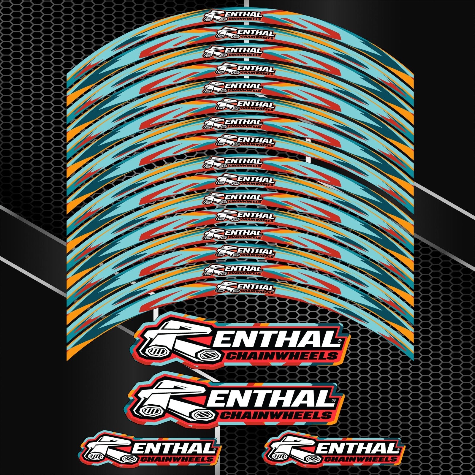 Motociklo ratlankių lipdukai su RENTHAL dizainu, tinka Yamaha ir Kawasaki
